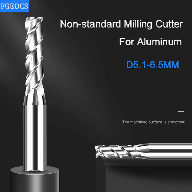 3 플루트 엔드 밀 알루미늄 5.1mm 5.2 5.3 5.4 5.5 5.6 5.7 5.8 5.9 6.1 6.5mm 소수점 밀링 커터 CNC 공구 초경 커터