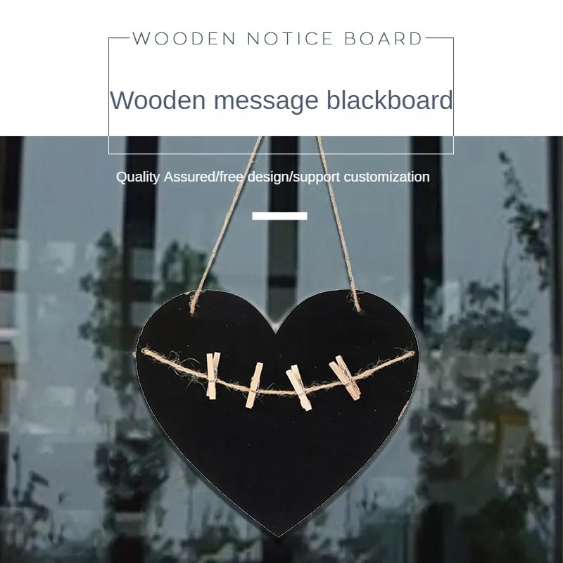 Single Sided Message Blackboard DIY Home Shop Hanging Rope Ornament Wooden Craft Writing Tool Welcome Sign