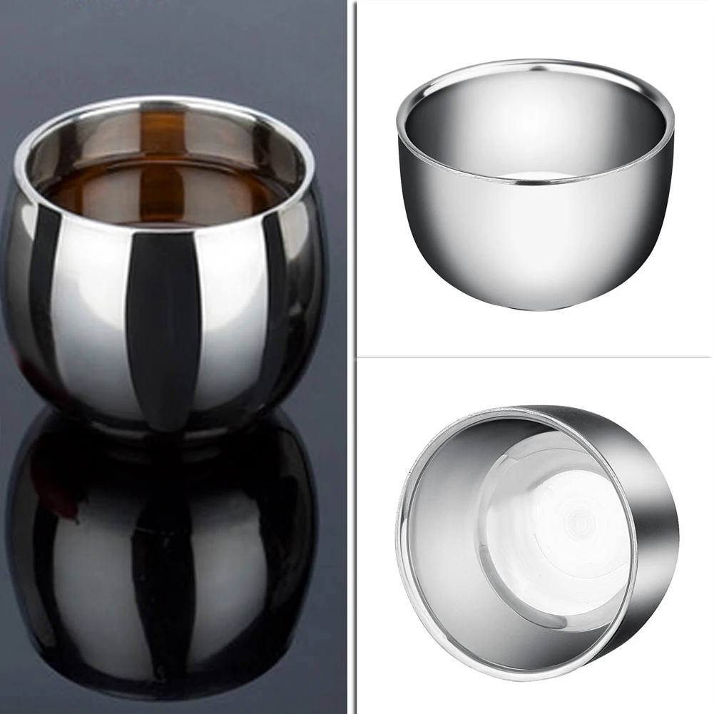 Double Layer Stainless Steel Cup Smooth Shave Soap Bowl Shaving Mug Coffee Milk Mugs