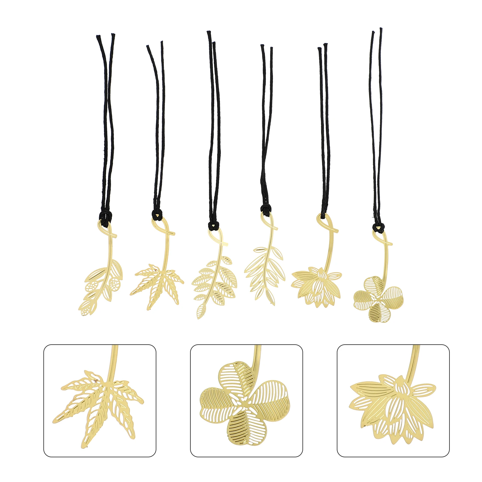 

12 Pcs Hollow Out Metal Plant Bookmark Student Floral Botanical Decor Alloy Flower