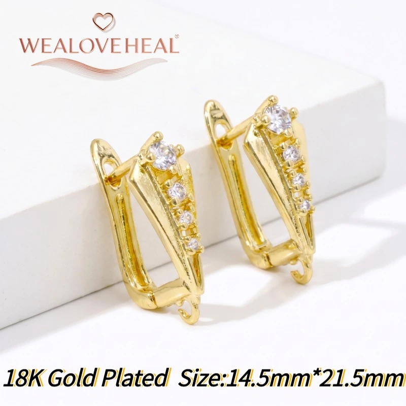 schmuckherstellung zubehör，18K vergoldeter Messing-Ohrringhaken, funkelnder Zirkonia-besetzter Huggie Hoop, handgefertigte DIY-Ohrringzubehörteile für Damen – Detail 23