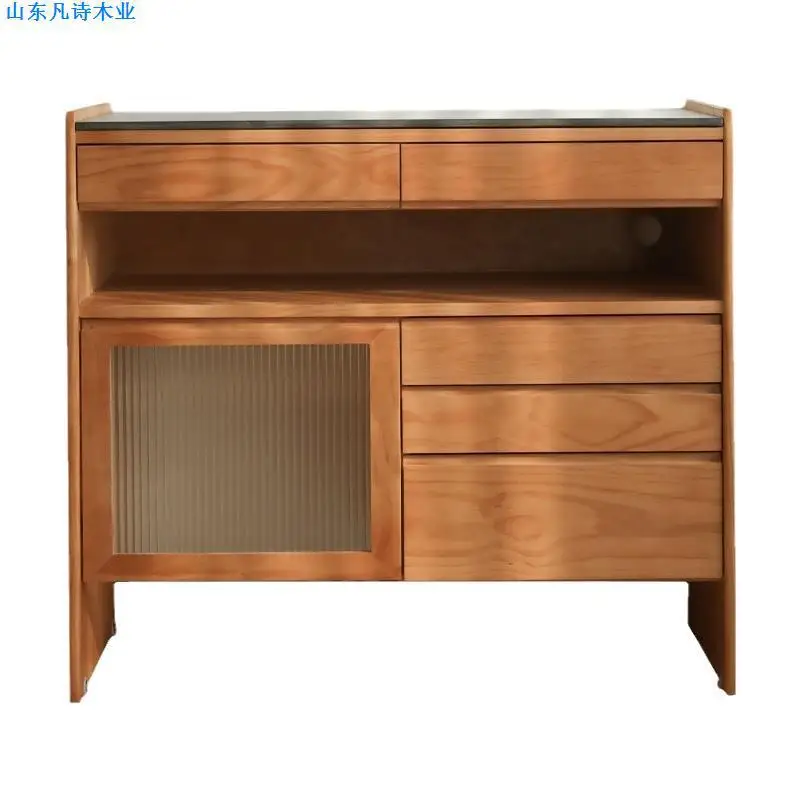 YJQ Nordic simple all-solid wood bucket cabinet Japanese sofa side cabinet rock slab drawer locker