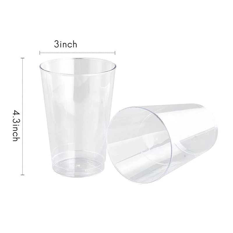 100 Pack Clear Plastic Cups Heavy Duty Plastic Tumblers,Reusable Clear Hard Plastic Cups Tumblers For Wedding