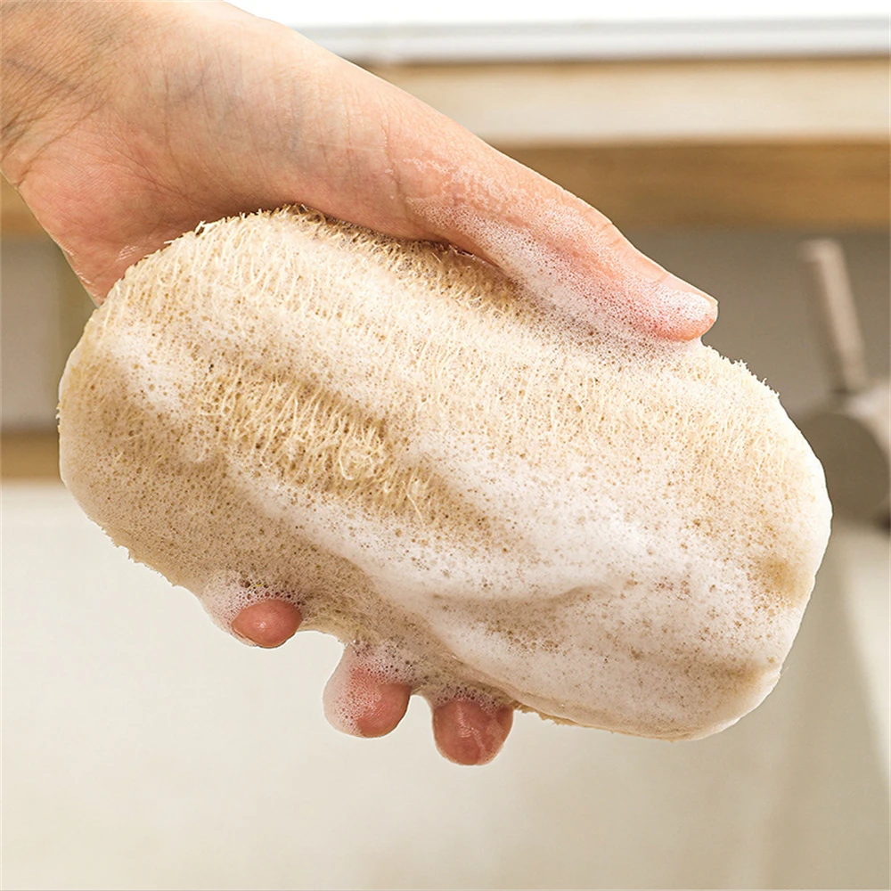 1Pc Microfiber Cleaning Cloth Natural Loofah Dishwashing Loofah Pulp Dishwashing Brush Loofah Pot Brush Dish Towel Scouring Pad