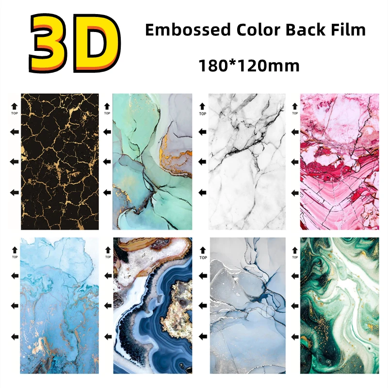 3D Embossed Color Film Back Cover Protector Sticker for Film Cutter Universal Cutting Film PVC Marble Decorative Back Cover