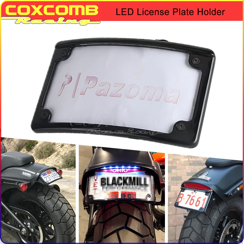 

For Harley Softail Fat Bob FXFB FXFBS Motorcycle Raer License Number Holder Bracket Mount LED Number Plate Farme Lamp Taillight