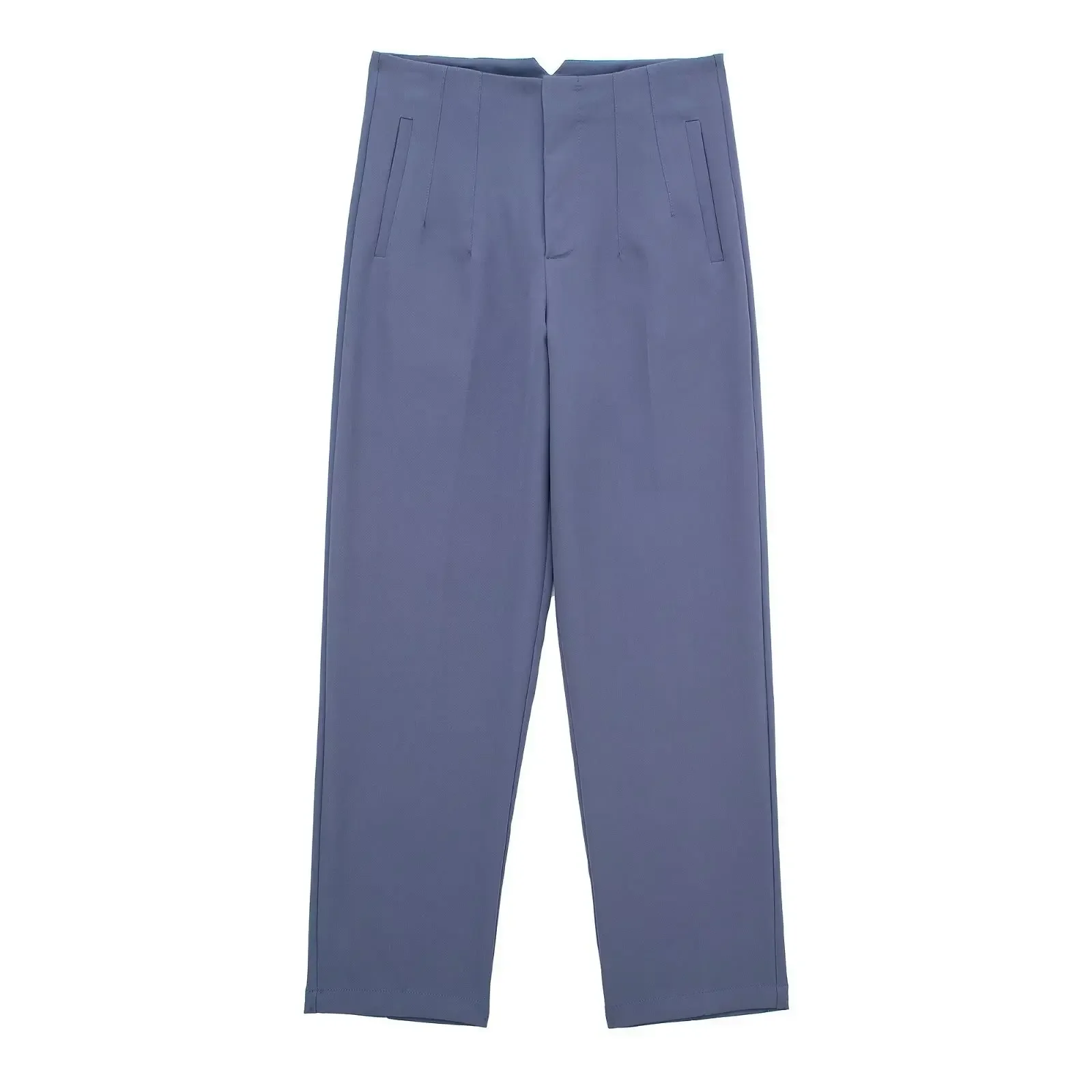 Lente Nieuwe Vrouwen Werk Kantoor Dame Rechte Broek Hoge Taille Rits Broek Vintage Volledige Lengte Vrouwelijke Chic Lady