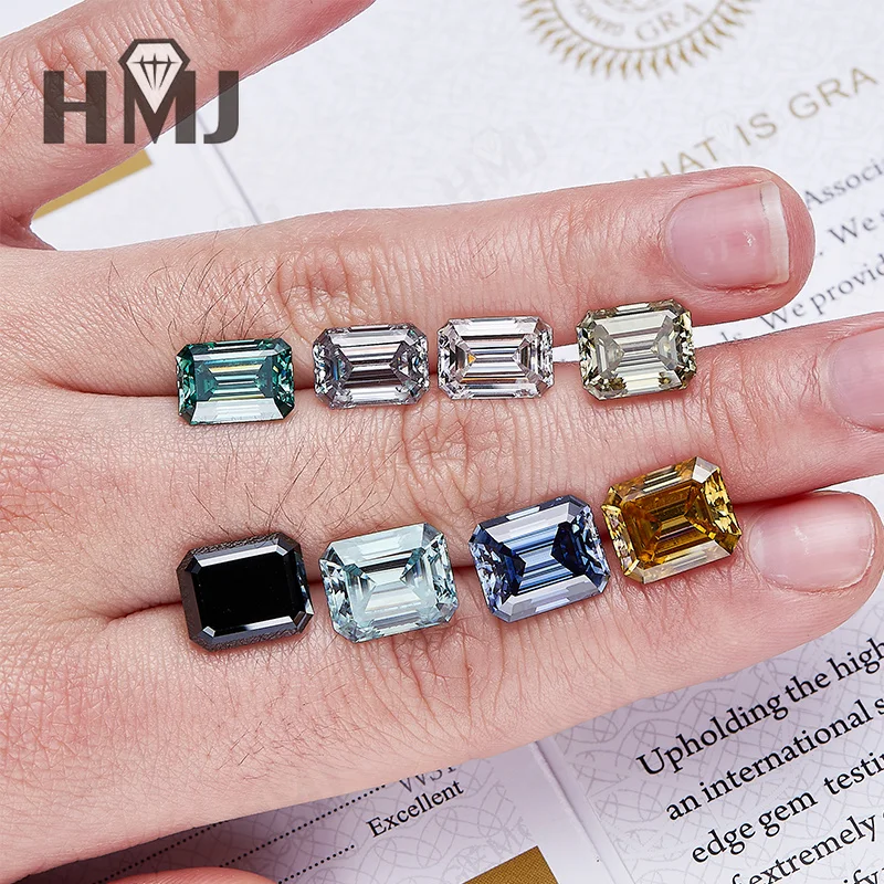 Emerald Cut Moissanite Loose Stone 7x10mm D Color VVS1 Lab Grown Pass Diamond Tester DIY Jewelry Making Materials Wholesale view 3