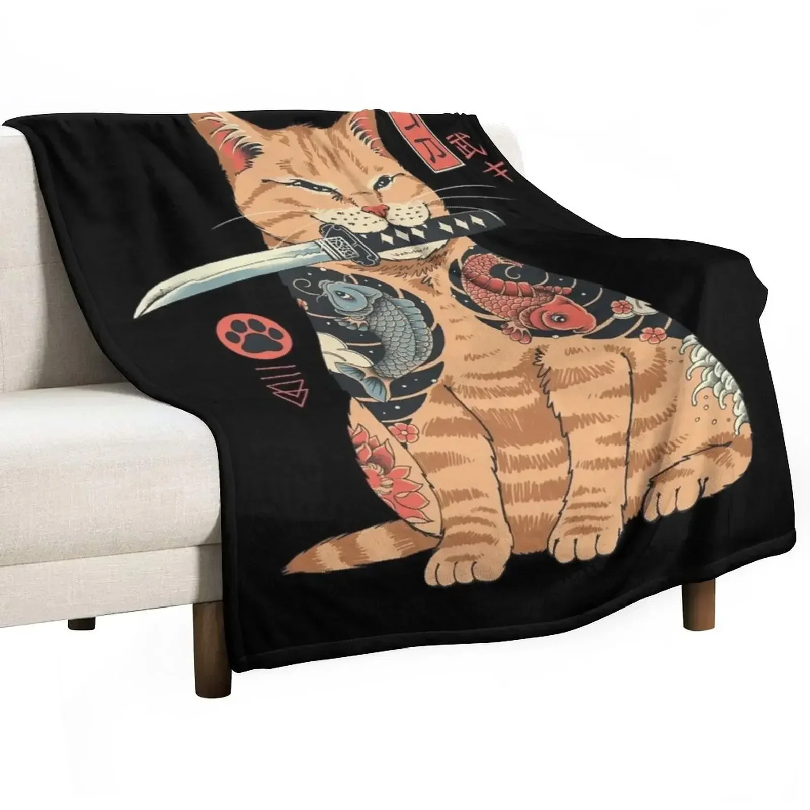 

Yakuza Cat Throw Blanket Baby Hair Polar Blankets