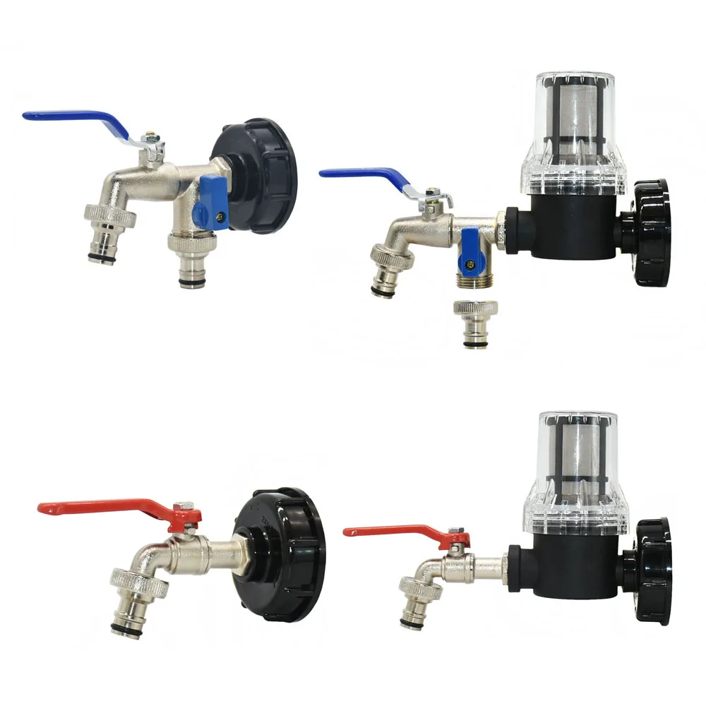 1000 ลิตรถัง IBC TAP ADAPTER S60X6 ด้าย 16 มม.ก๊อกน้ํา 1/2-Way Garden ท่อเชื่อมต่อโลหะผสมถังวาล์ว