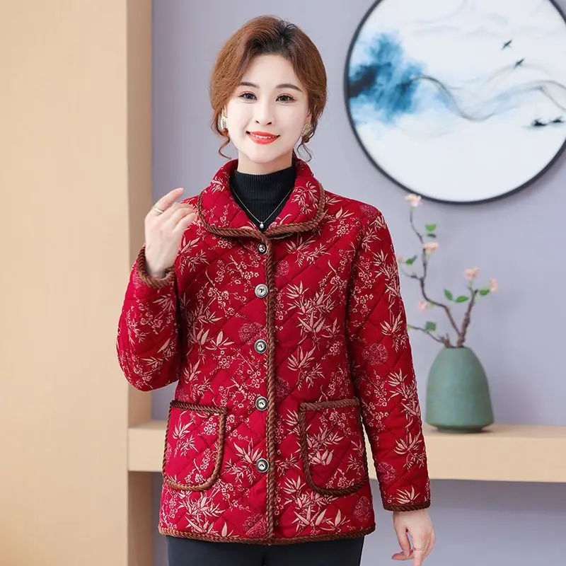 

Thiened Warm Cotton Jaet for Middle-Aged And ly Women Winter New Sle Fce-Lined Large Size Coat Long Sve