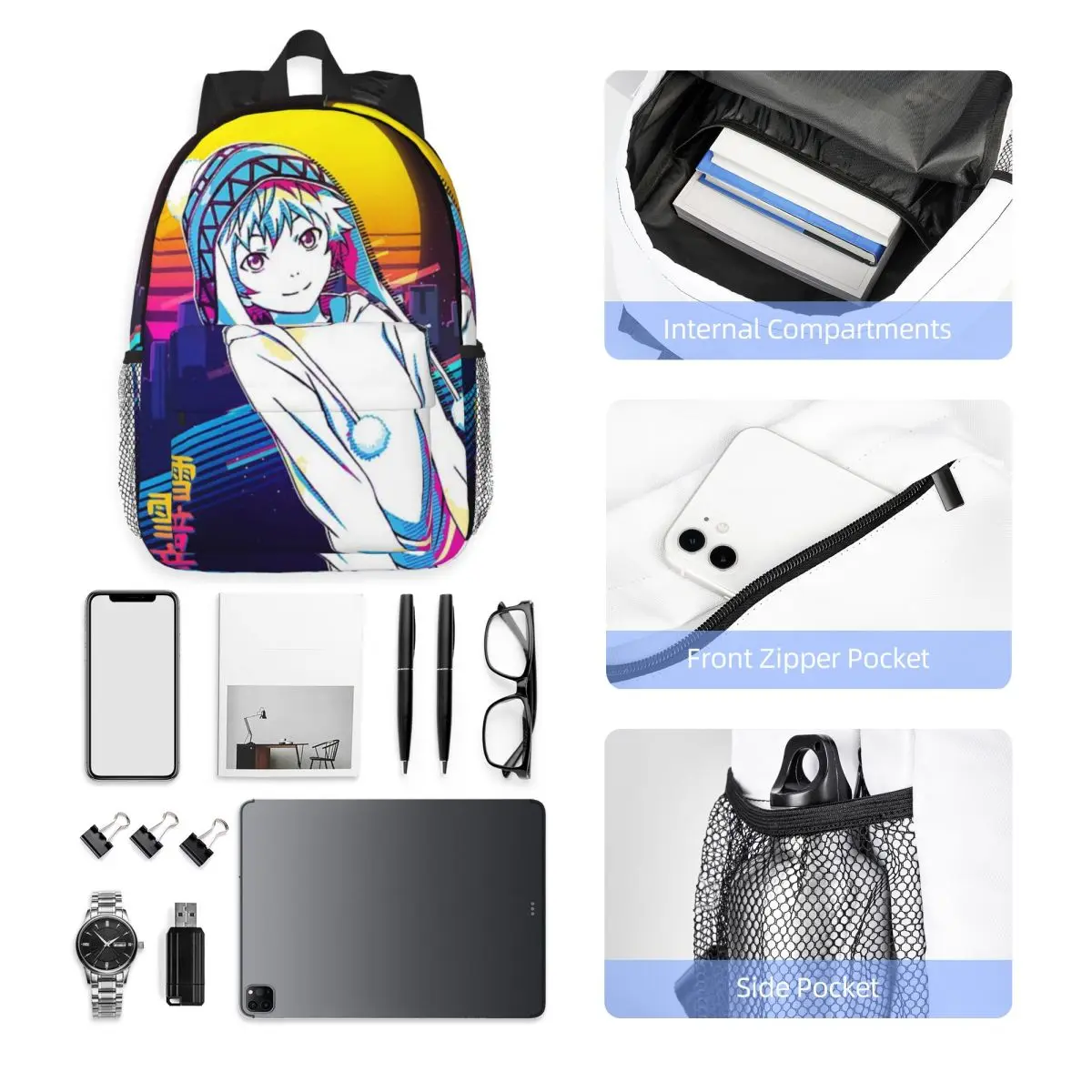 Yukine Bedrukte Lichtgewicht Casual Schooltas Voor School, Buiten, Winkelen, Kantoor 15Inch