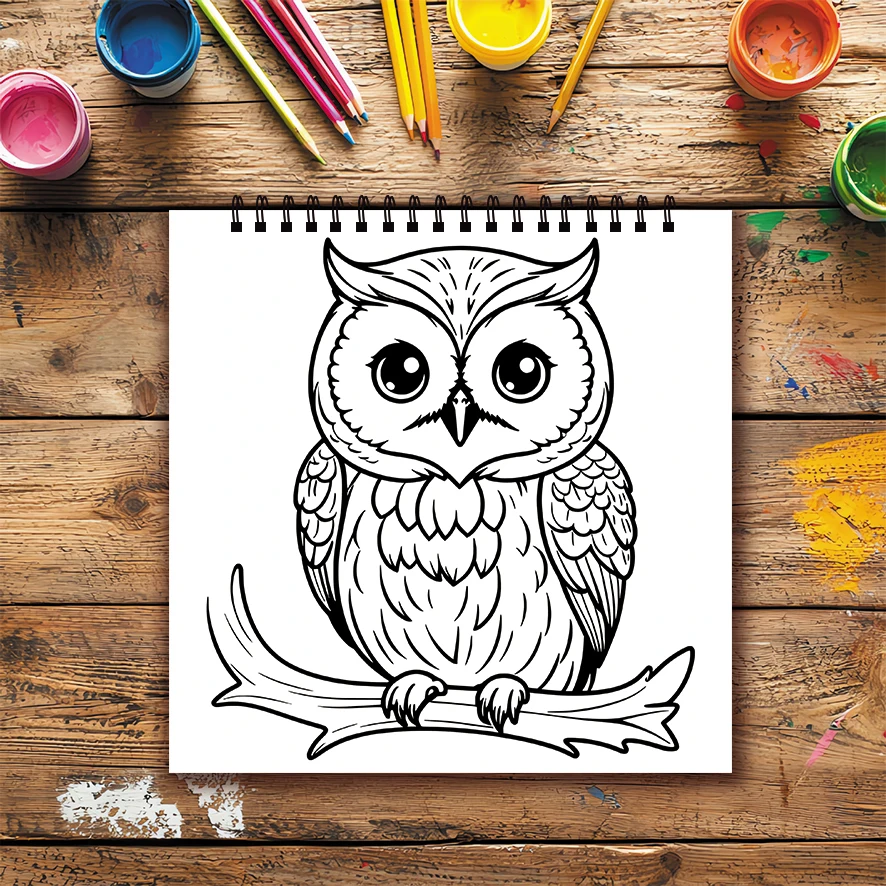 Owl Adult Coloring Book - 7.87 x 7.87 inches 22 pages Coloring Book - Ideal gift for family or friends