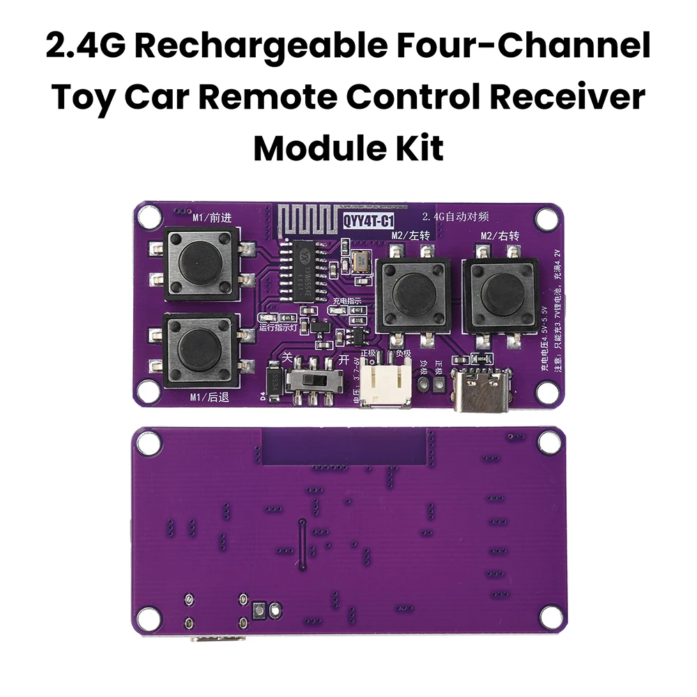 Ensemble de récepteurs de télécommande sans fil 2.4G à 4 canaux, rechargeables, pour modèle de voiture jouet, robots, bateaux, accessoires de bricolage pour chars