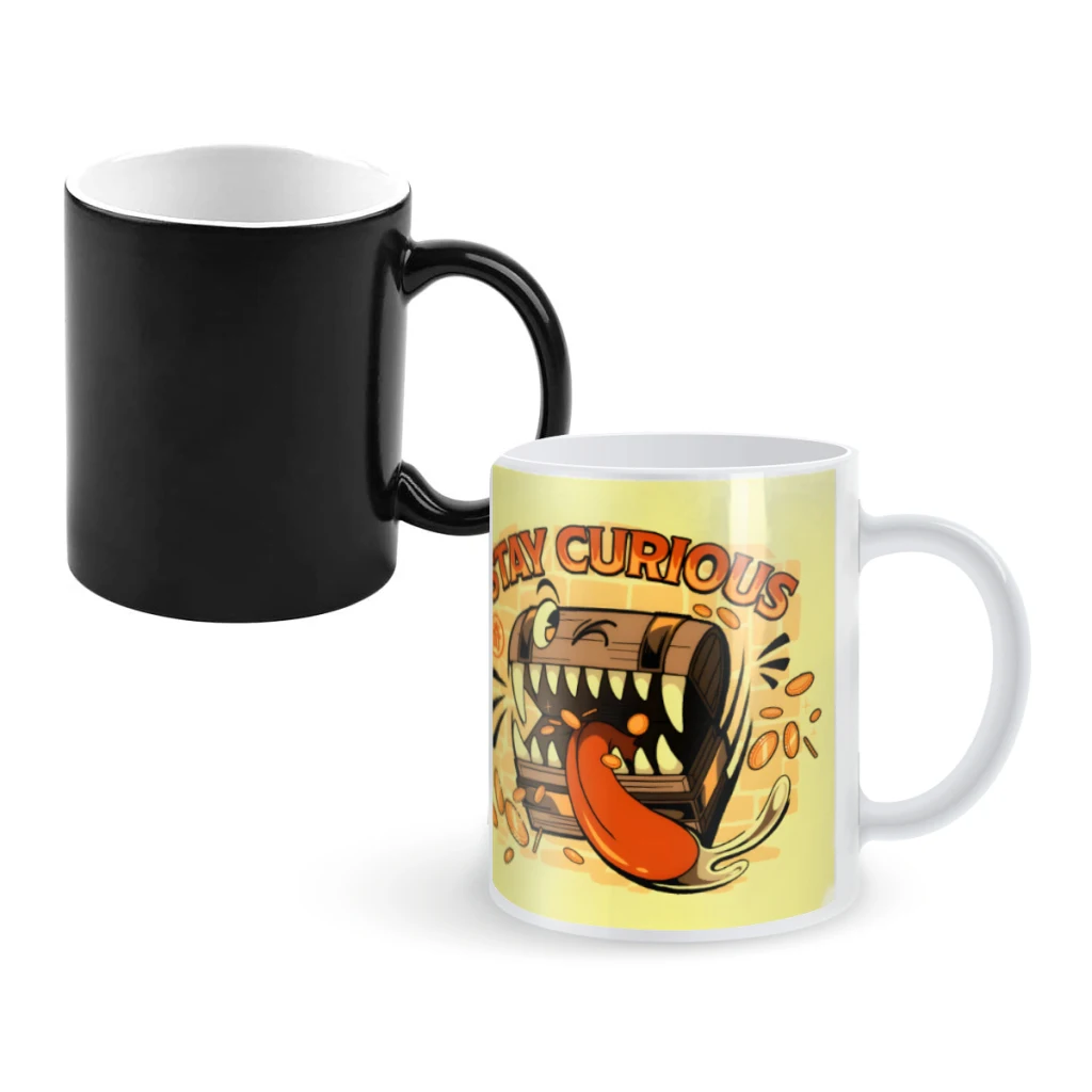 

Stay Curious Mimic RPGCoffee Mugs And Mug Creative Color Change Tea Cup Ceramic Milk Cups Novelty Gifts