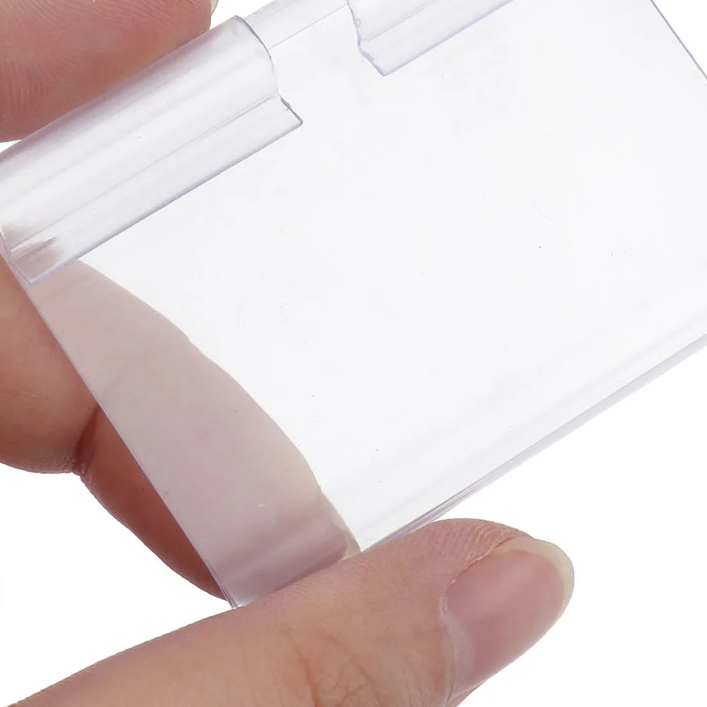 

80Pcs Transparent PVC Label Holders Functional Sign Display Stands for Retail Shop Shelf Price Tags Merchandise Signs