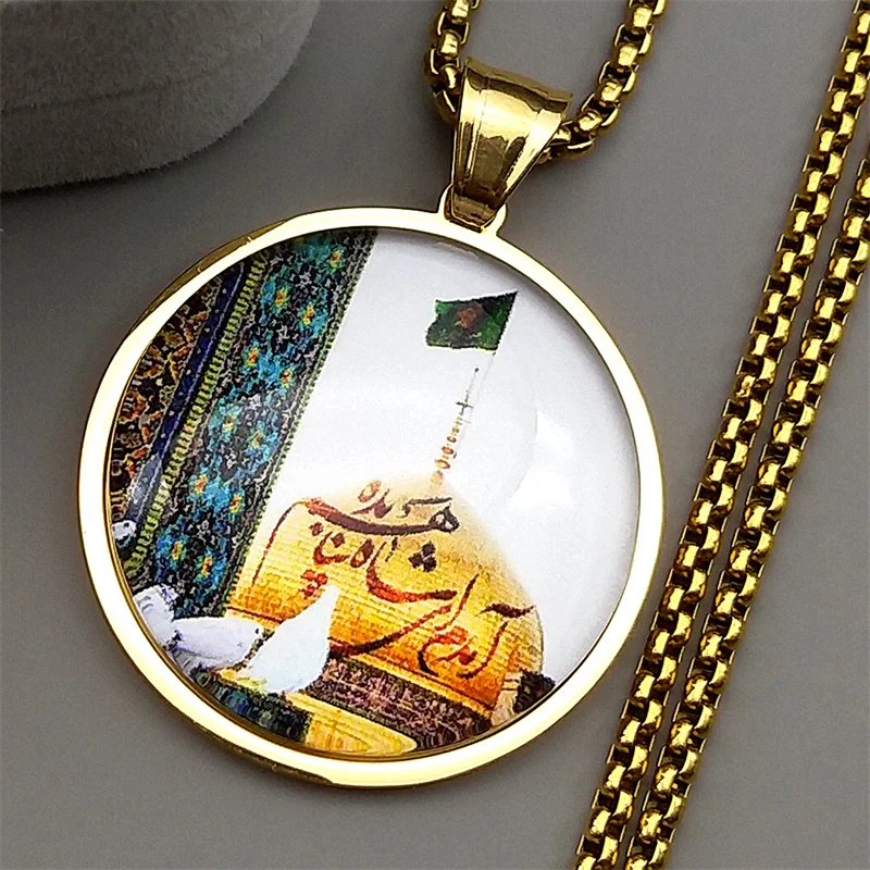 قلادة قلادة على شكل حمامة السلام من الزجاج الإسلامي للنساء والرجال من الفولاذ المقاوم للصدأ باللون الذهبي تميمة عربية إسلامية هدية مجوهرات #3