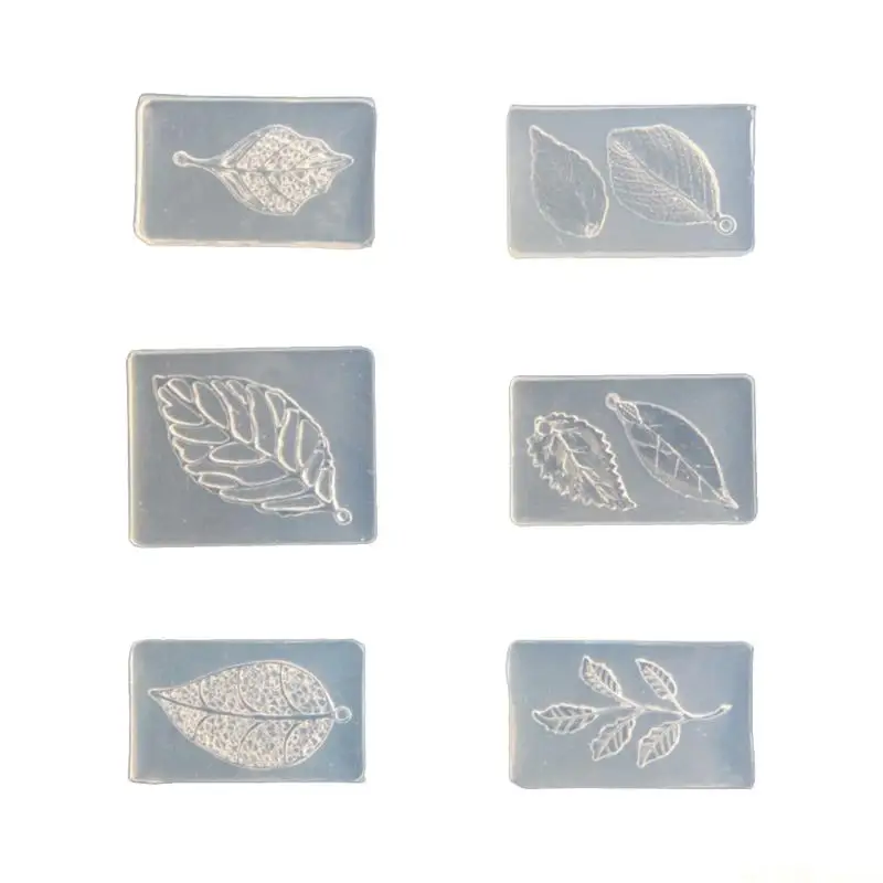 

D46E Прозрачная силиконовая форма в форме листа, 6 шт., отлично подходит для детальных ювелирных изделий и поделок