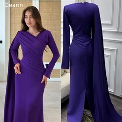 Customized Formal Dress Dearin V-neck Column Floor Length Skirts Fold Ruffle Shirred Bespoke Occasion Dresses Saudi Arabia Eveni