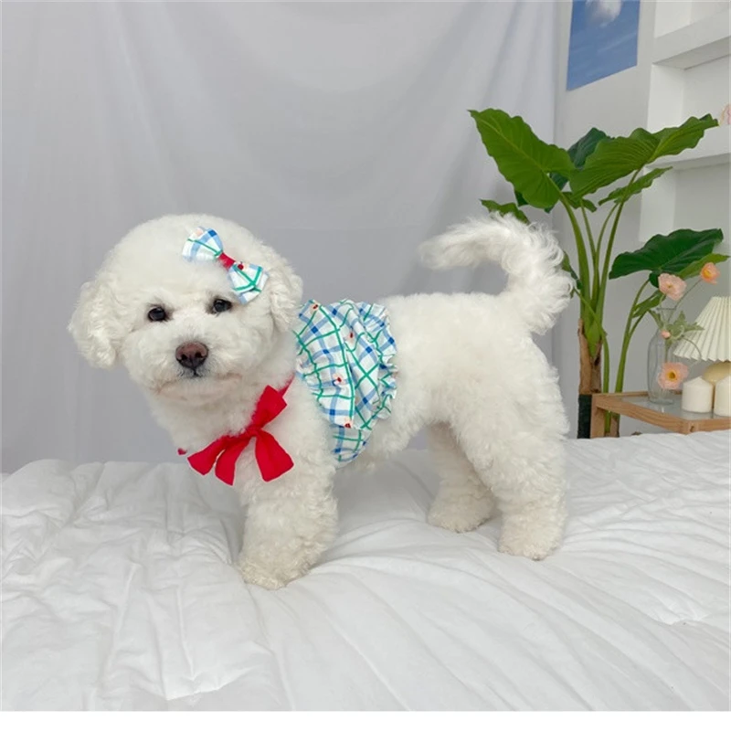 

Dog Clothes Plaid Cute Dress Red Puppy Bows Small Medium Large Dog Dress Summer Party Outfits Yorkshire Terriers Clothes