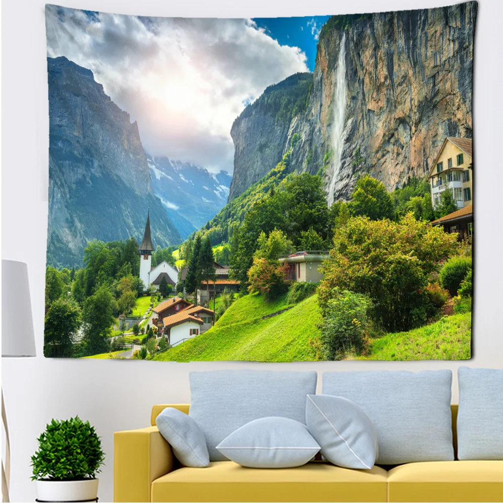 

Canyon House White Clouds Tapestry Wall Decoration Living Room Bathroom Bedroom Kitchen Dormitory Home Hangings Decor Gifts