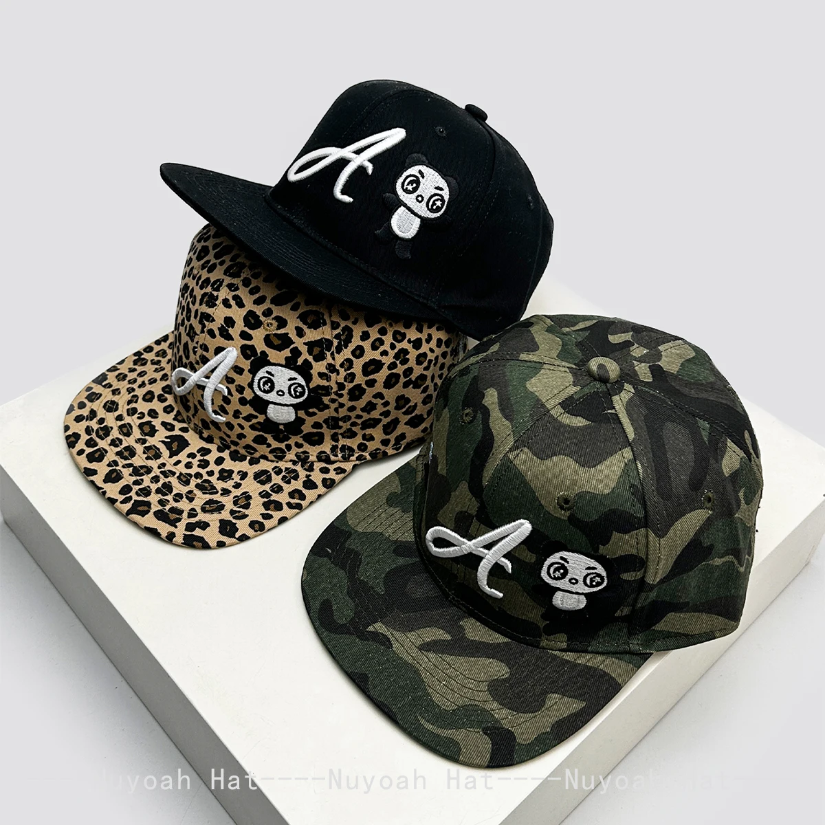 Korean Panda Embroidered Baseball Cap Unisex Cartoon Fashion Sunshade Hardtop Versatile Peaked Caps Letter Detail Streetwear Hat
