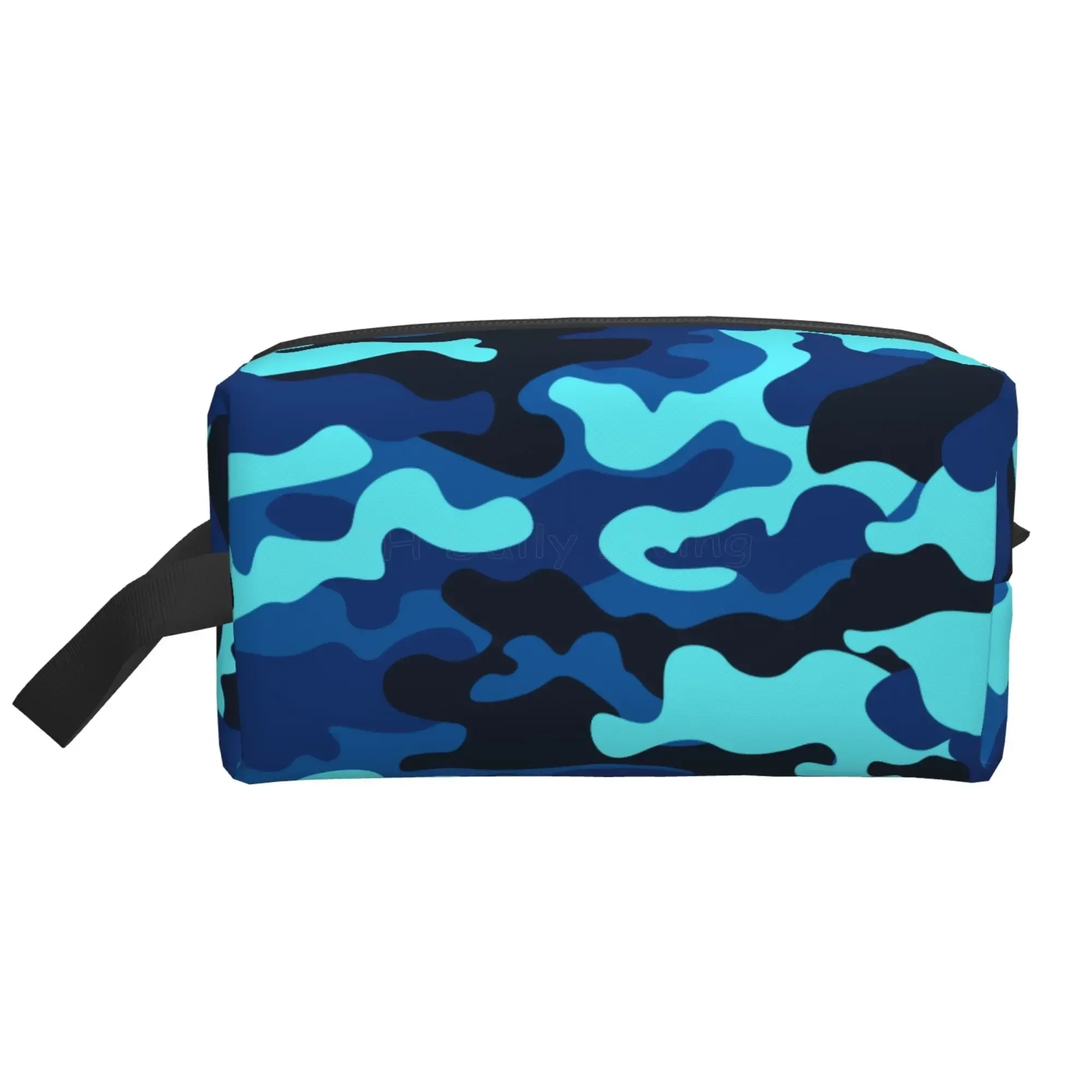 Blue Camouflage Print Storage Bags Fashion Casual Large Capacity Travel Makeup Organizer Cosmetic Bag Toilet Bag for Men Women