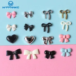 WFFNNKC 20-100Pcs Cute Mini Bowknot Resin Love Heart Patch DIY Hair Clip Necklace Craft Supplies Decor Charms Nail Art Accessory