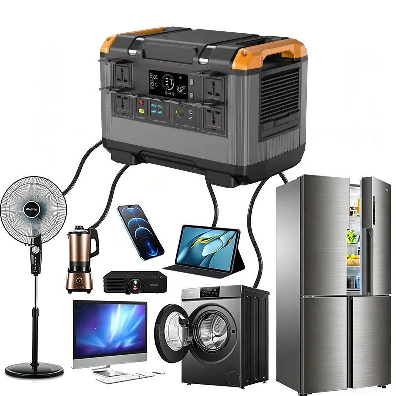 2400W Portable Station 2016WH Solar Panel Generator Pure Sine Wave Lithium Ion MPPT RV Port Flashlight Wireless Charging Car