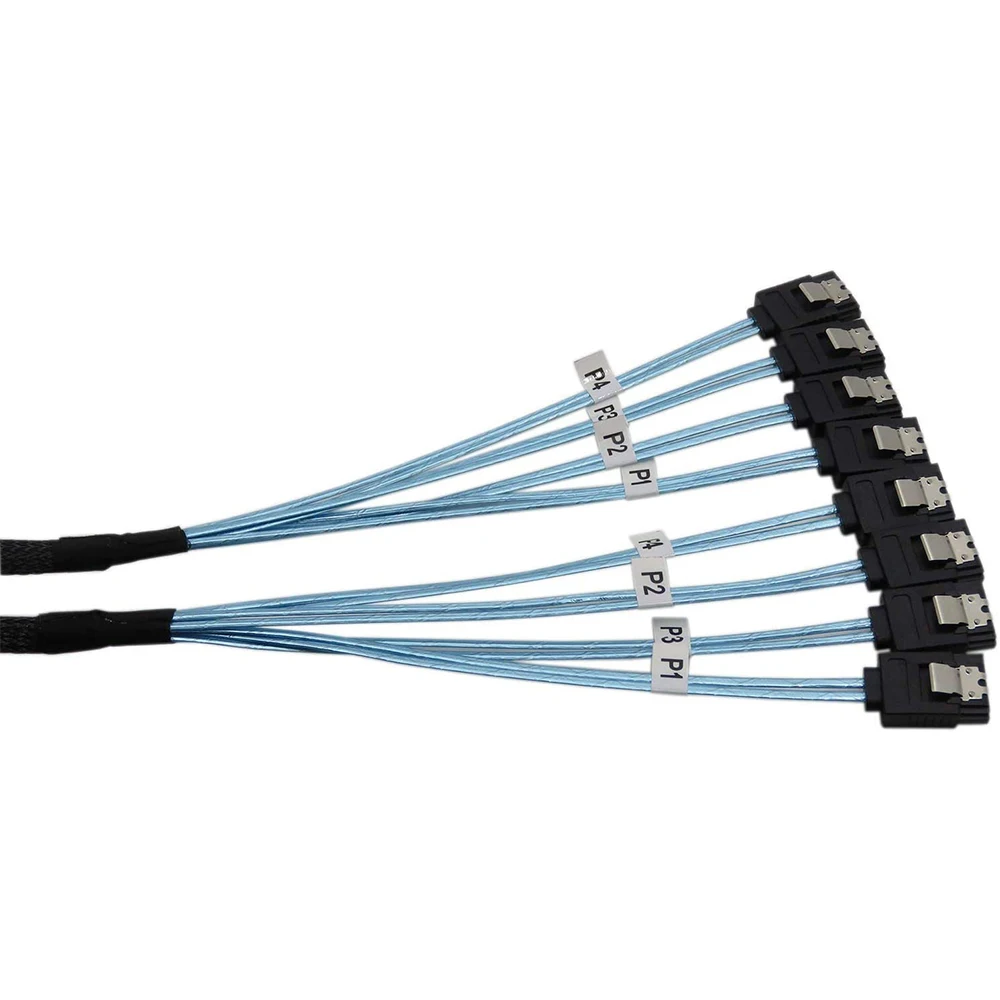 SAS-Kabel, SATA-Kabel, hohe Geschwindigkeit, 6 Gbit/s, 4 Ports/Set, hohe Qualität für Server, 0,5 Meter