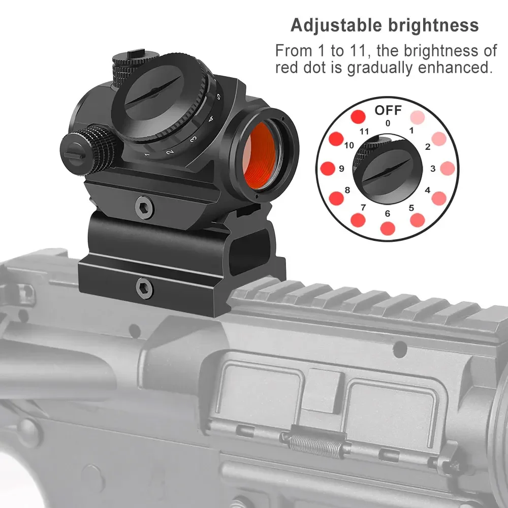 Reflex Rifle Compact Red Dot Sight Scope with 1 Inch Riser Mount Outdoor Hunting Gun Sight for M16/AR15 Rifles Shotguns Airsofts