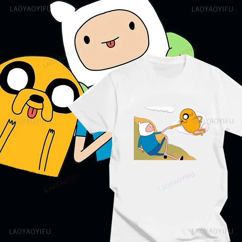 Cartoon Adventure Time Animated TV Series Jake and Finn Cartoon Graphic Tshirt Humor Comfortable Street Cotton Streetwear Tee