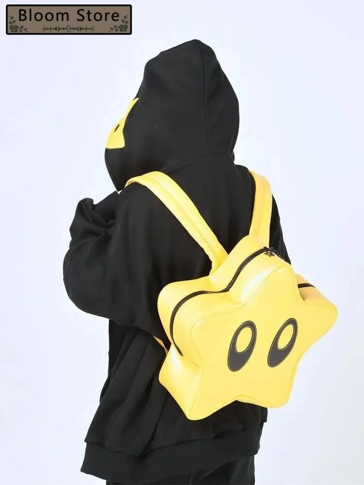 

Bloom Sweet Cool Star Y2k Backpack Women Haruku Pu Leather Chic Backpacks Schoolbag Female Vintage Yellow Mochila Aesthetic
