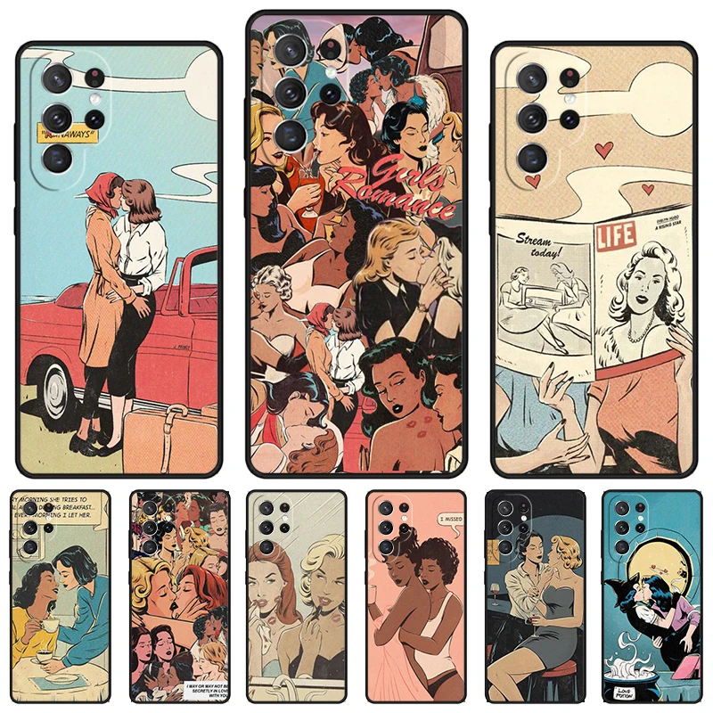

Чехол для телефона Lesbian Comics для Samsung Galaxy S24 S25 S23 S22 Ultra Note 10 20 Plus S20 S21 FE Cover