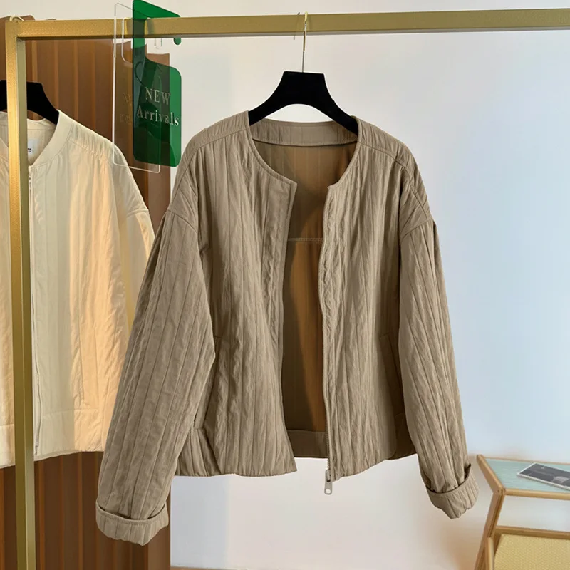 

Women's Coat Autumn/winter 2025 New Casual Minimalist Style Zipper Cardigan Texture Fabric Solid Color Commuting Casual Coat