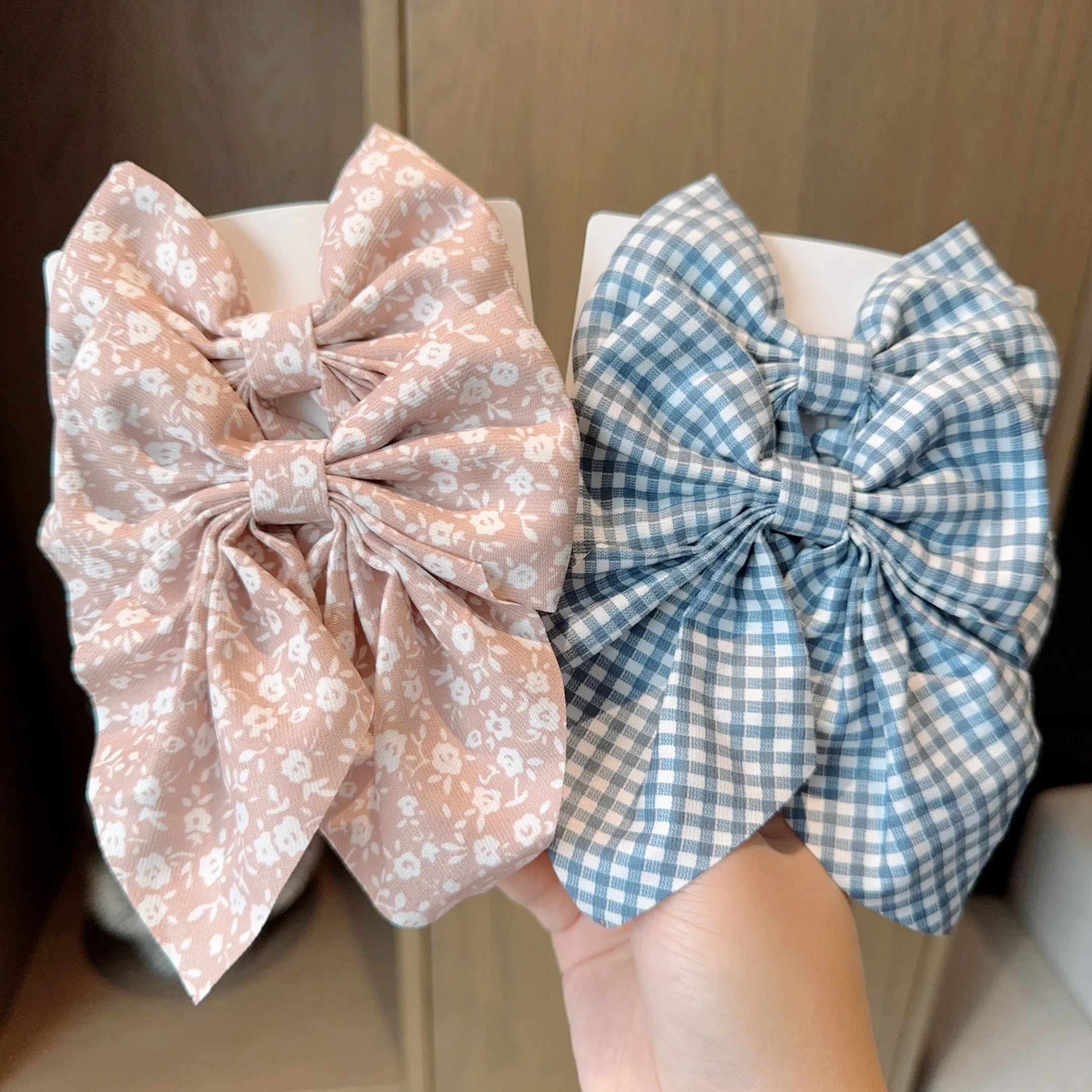 2PC Spring Summer Women Kids New Floral Printed Bows Hair Clip Fresh Cute Hair Pins Barrettes Headwear Girls Hair Accessories