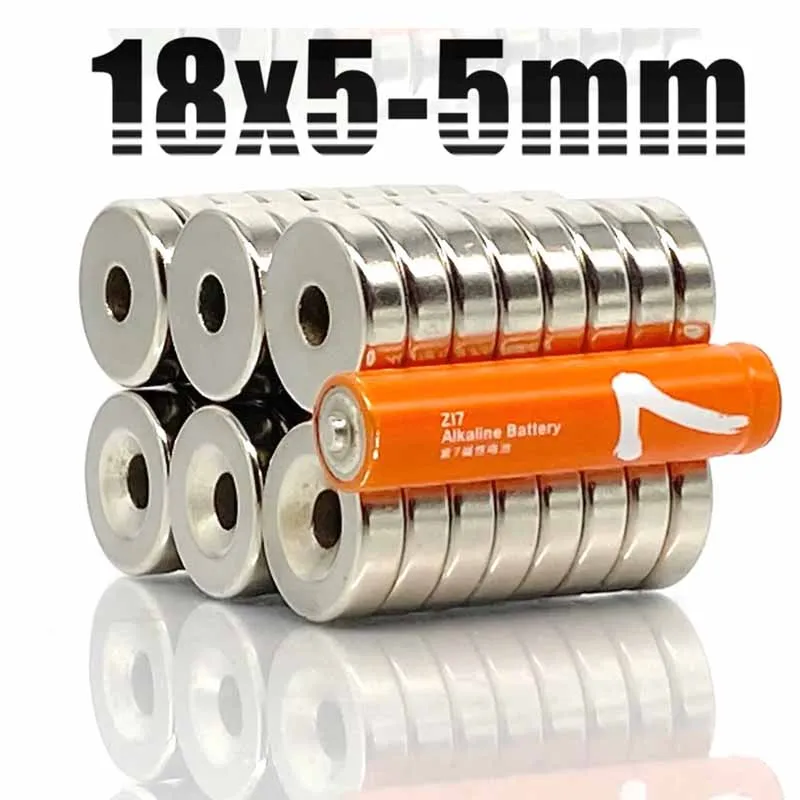 18x5-5mm 5/10/20/50pcs Rare Earth Round Neodymium Magnets Disc 18x5mm Hole 5mm Countersunk Strong Powerful Magnetic 18*5-5mm