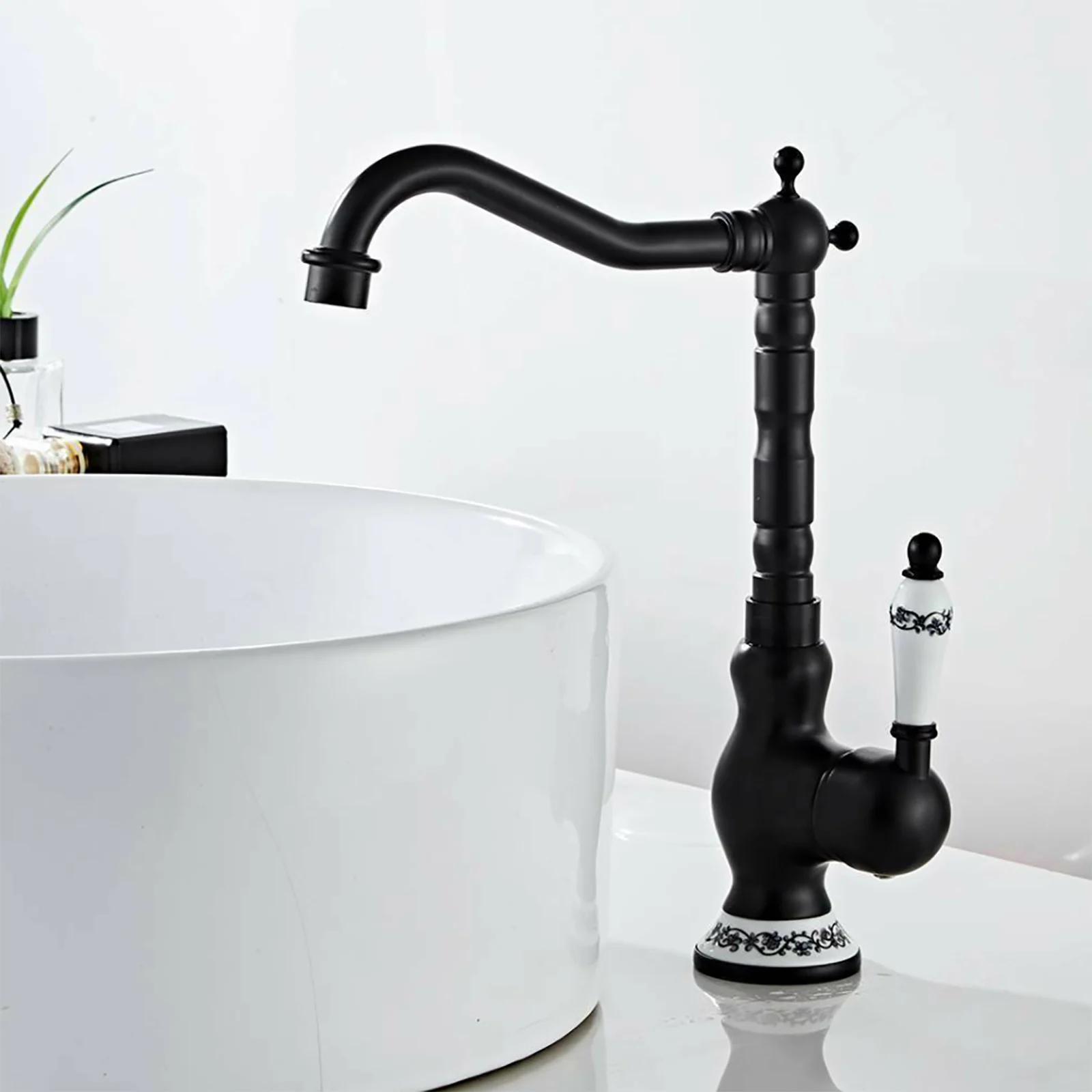 Tall Wash Basin Tap Black Single Lever Mixer Tap 3/8 Inch Bathroom Tap For Bathroom Kitchen 19cm 32cm 6cm