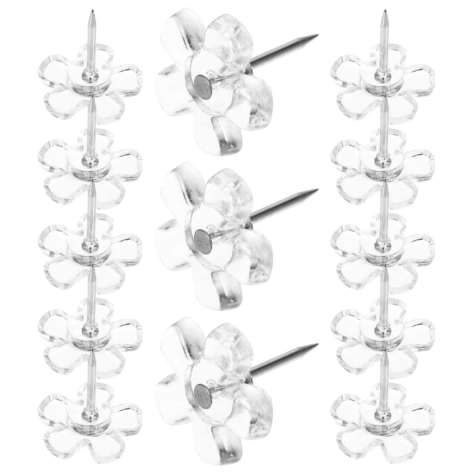 

100 Pcs Transparent Flower Pushpin Clear Thumbtacks for Wall Round Board Picture Abs Office Pins