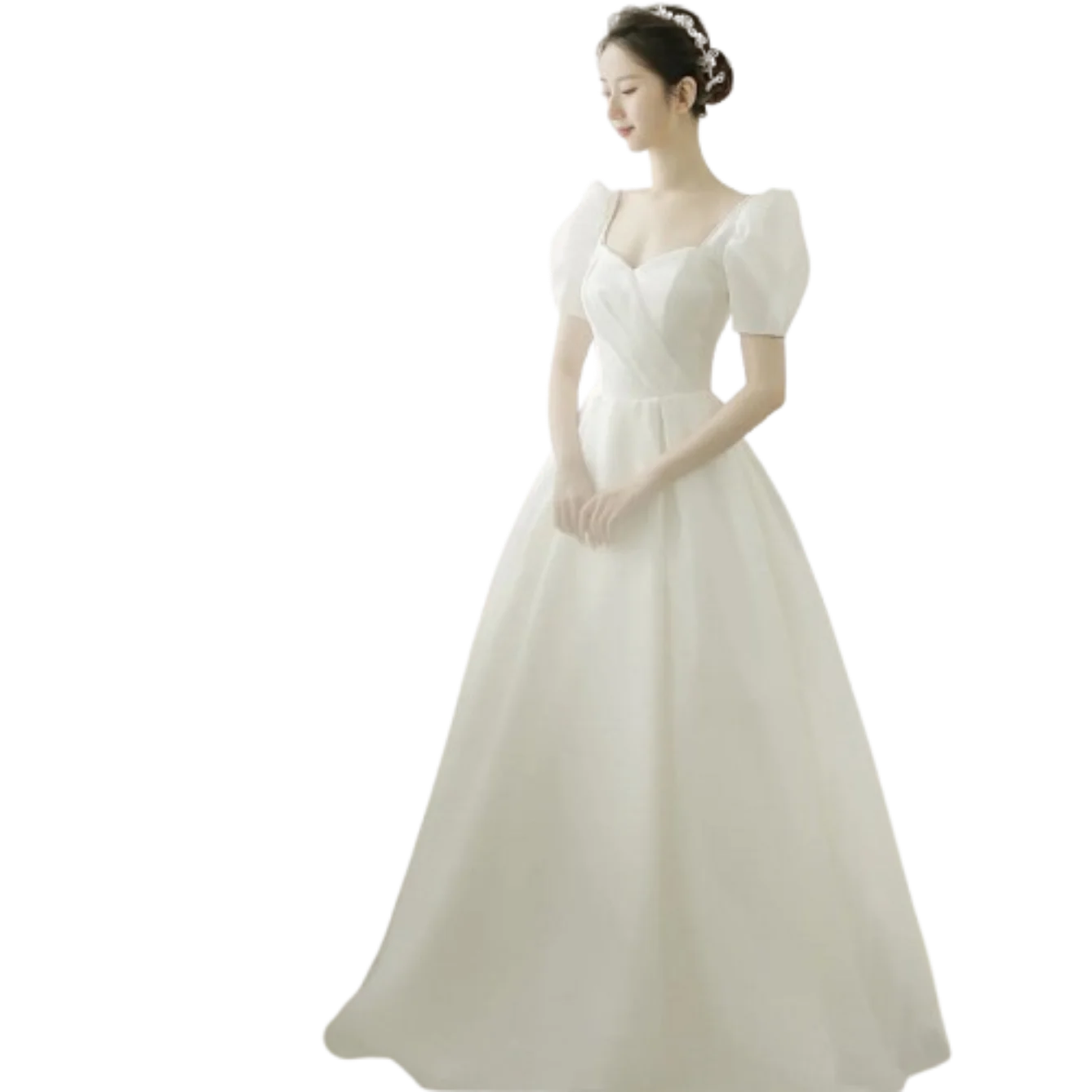 

Wedding Bride Main Wedding Dress Premium Texture French Simple Light Gauze Trailing Robe De Soirée Chic Et Élégante Paillette