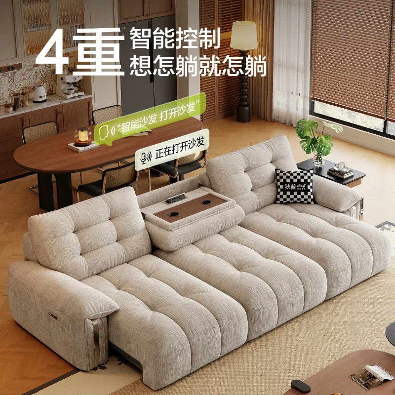 Yjq fabric sofa living room retro medium and ancient style, functional sofa electric trailer