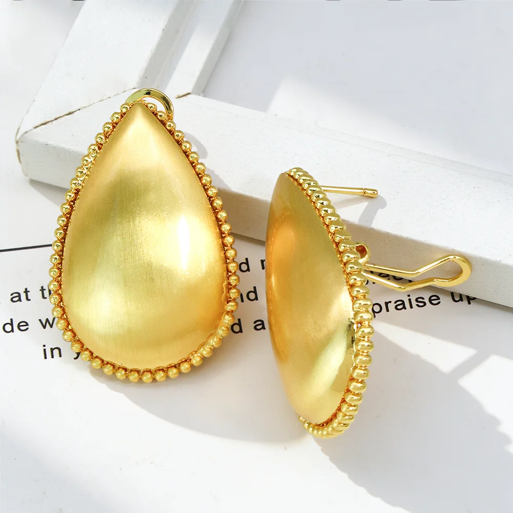 YTJX 18K vergoldete Tropfen-Ohrringe mit Perlenrand, Wassertropfen-Ohrring, afrikanischer Dubai-Ethno-Schmuck für Frauen, Partygeschenk – Detail 6