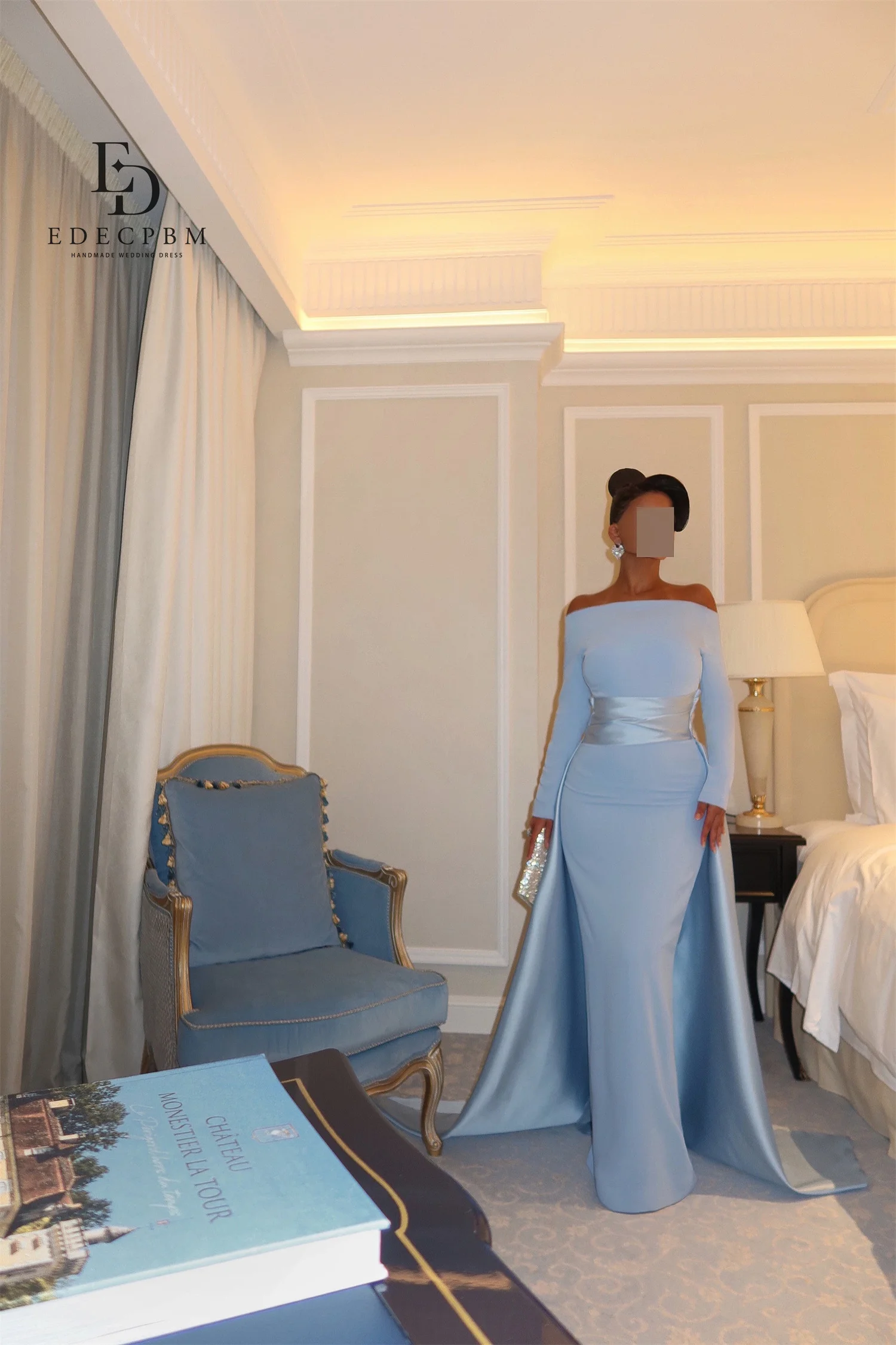 EDECPBM Abiti da sera chic Abiti da sera per occasioni speciali Abiti da ballo di lusso 2025 Sirena personalizzata Blue Tail Party