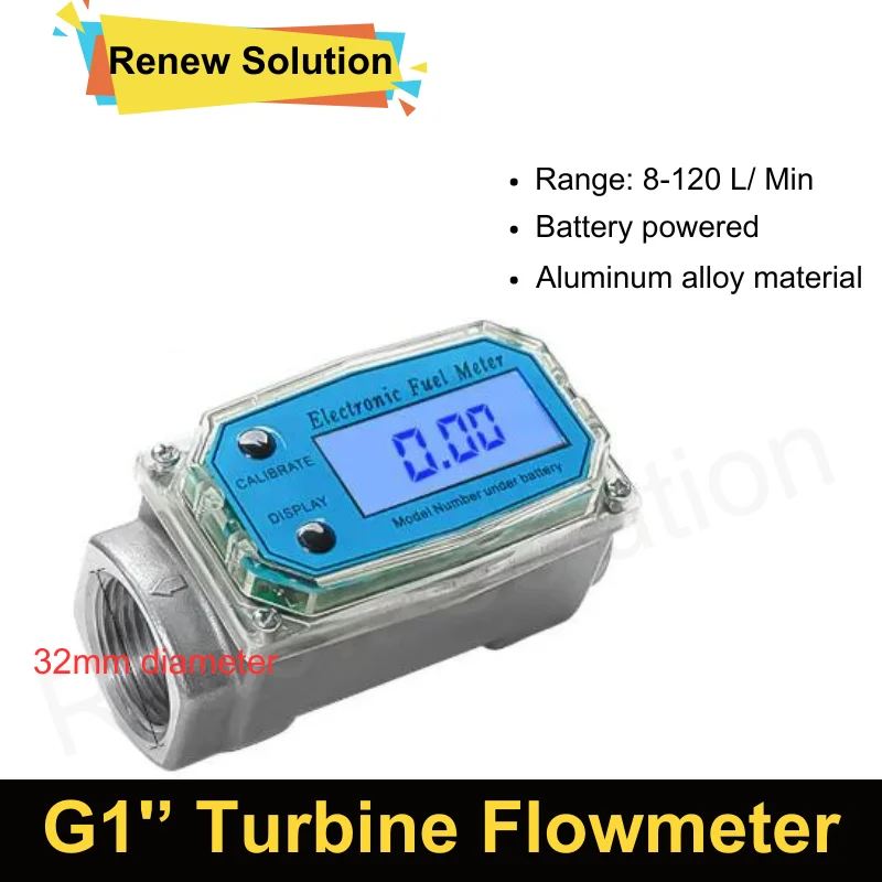 High-precision Turbine Flow Meter Water Diesel Gasoline Methanol Kerosene Liquid Flow Meter Electronic Digital Display Meter