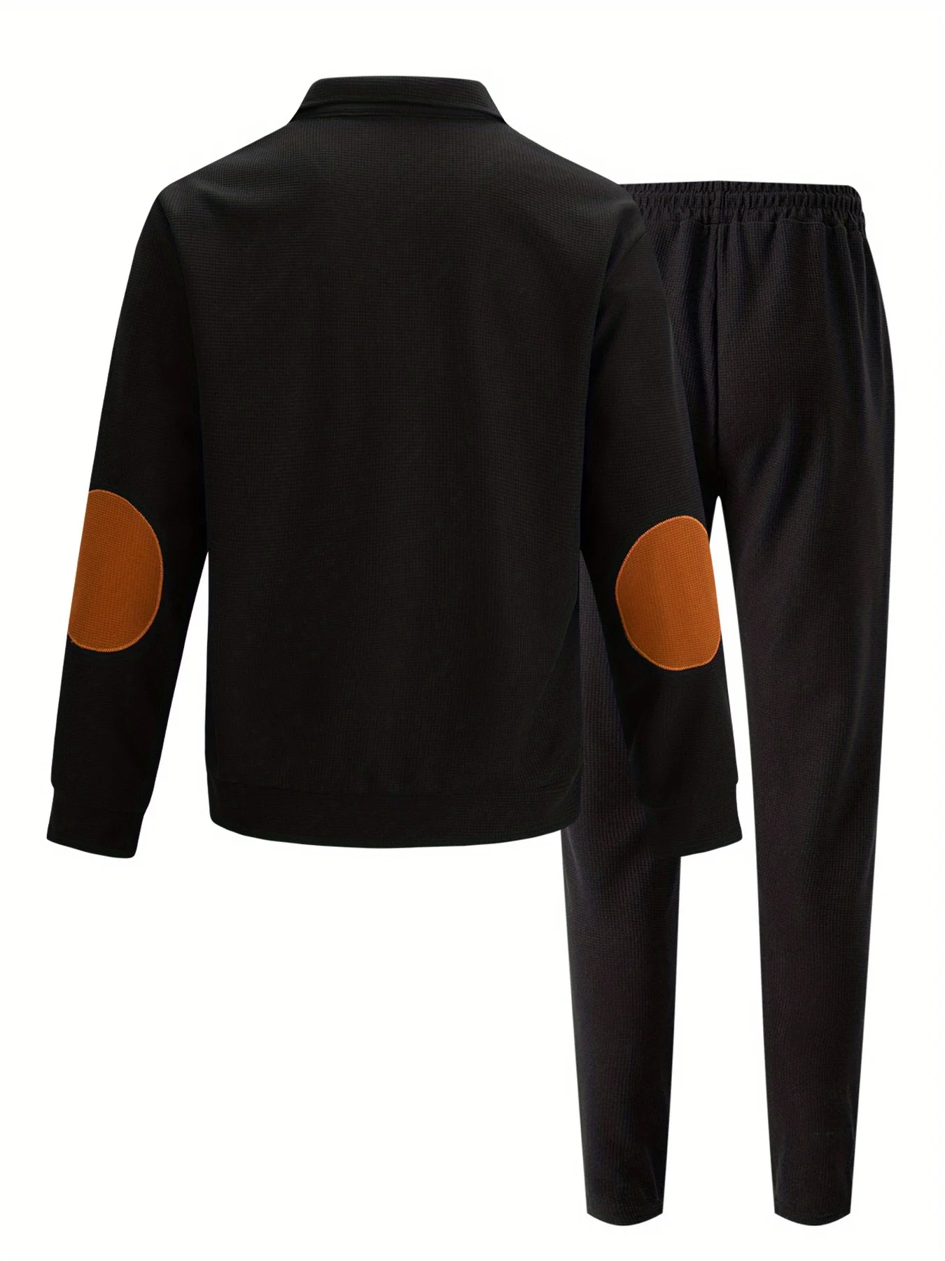 Conjunto de pantalones y sudadera con capucha de manga larga para hombre, nuevo estilo americano, cuello levantado, botón, protección del codo, color bloqueado, otoño