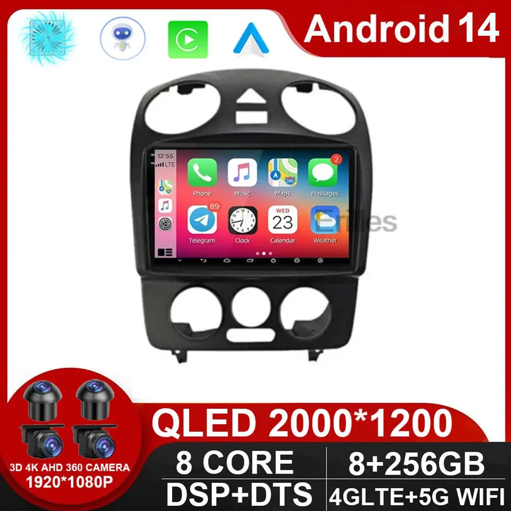 

QLED DSP Android 14 Car Radio For VW Volkswagen Beetle 2000 - 2012 Navi GPS Carplay Multimedia Video Player Stereo DVD NO DVD