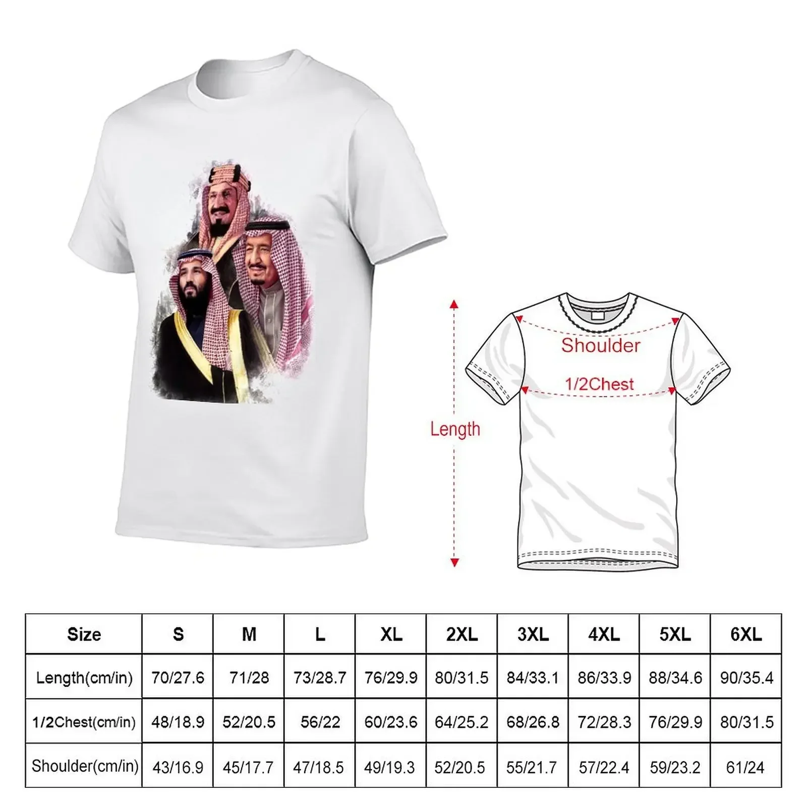 Group Photo of King Abdulaziz, King Salman and Crown Prince Mohammed bin Salman T-Shirt designer shirts tops men tshirt