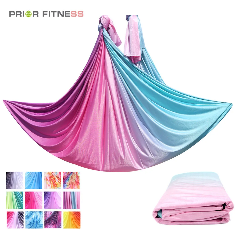 PRIOR FITNESS 5 Meters Aerial Yoga Hammock Colored Fabric High Quality Aerial Silk Medium Stretch Anti-Gravity Yoga Equipment