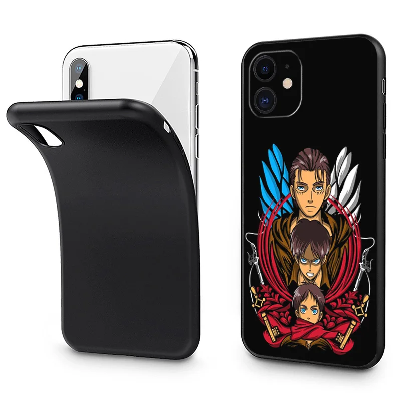Black Soft Phone Case for Apple iphone 16 15 14 13 12 Mini XS 11 Pro Max XR 7 8 Plus X 16ProMax Attack on Titan MIKASA Cover image 4