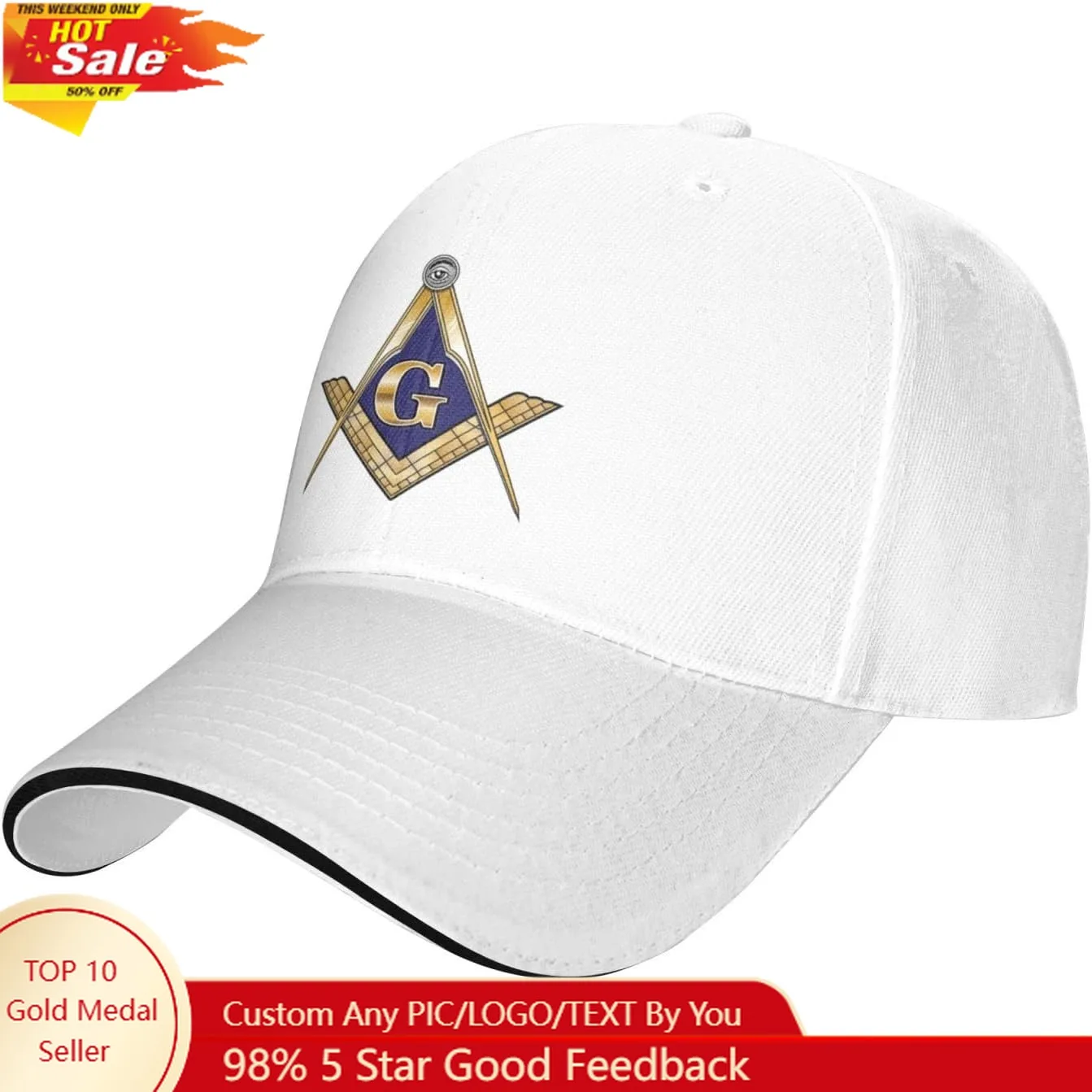 

Masonic Baseball Hats for Men Women White Trucker Hat Sun Hats Fishing Hat Dad Hat Baseball Caps